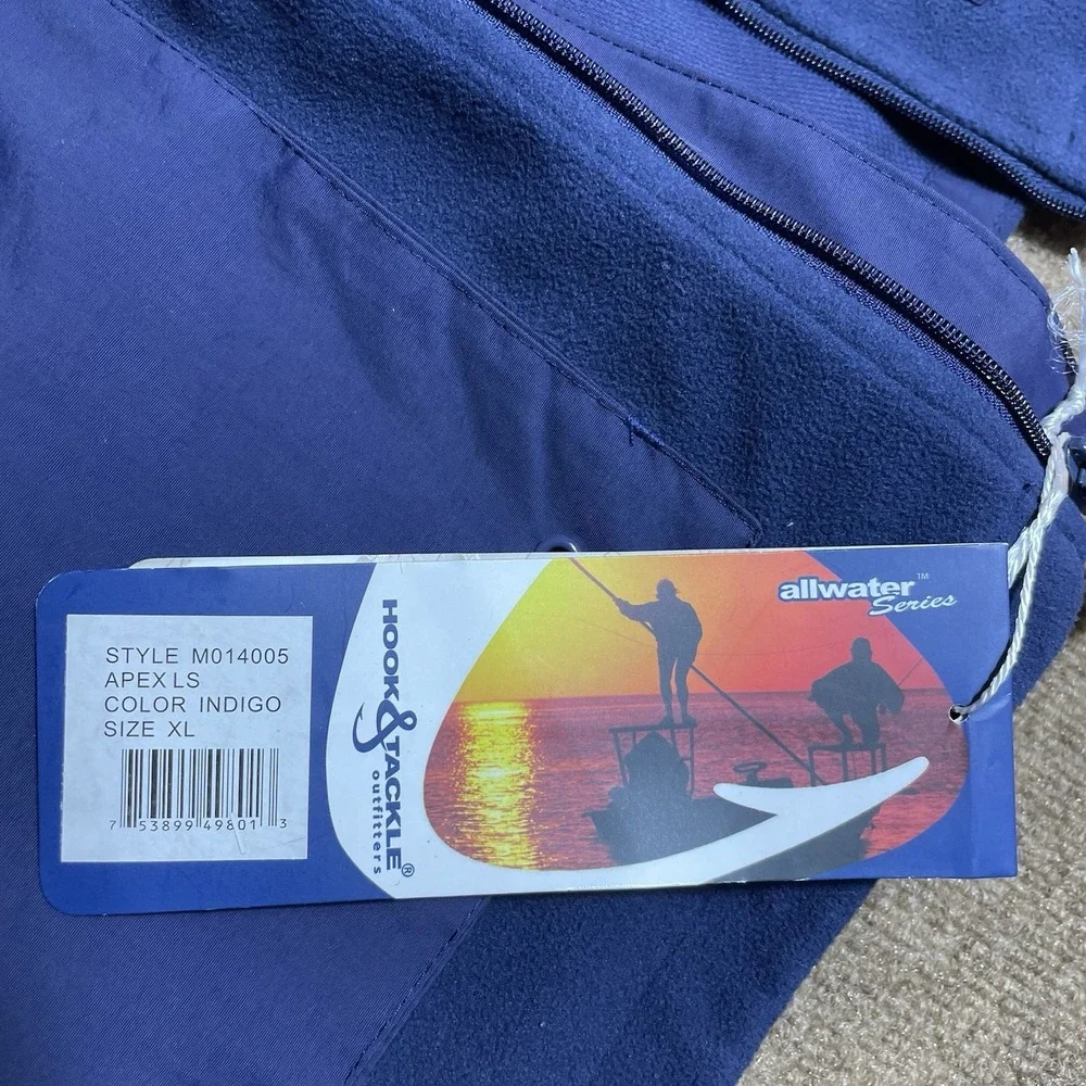 HOOK & TACKLE Air/X Tech Fish Gear Men's XL Blue Jacket‎ Huge Pockets Front